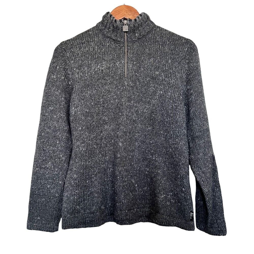 Woolrich Womens Sz M 1/2 Zip High Collar Charcoal Heathered Sweater